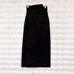 センスオブプレイス ハイウエスト タイトスカート S ブラック ラップ風 ロング