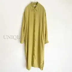 ユニクロ UNIQLO シャイニーレーヨンロングシャツワンピース（長袖）
