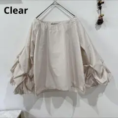 Clear ブラウス　ボリューム袖　ベージュ ボートネック ゆったり