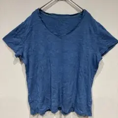 Worthington 半袖 シャツ L ネイビー きれいめ Ｖネック