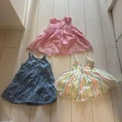 カラフルワンピース、青ドットワンピース、ピンクワンピース　80㎝セットのサムネイル