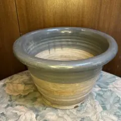 未使用◇瀬戸焼【志道】 陶印入り 火鉢(金火箸付き) ビオトープや