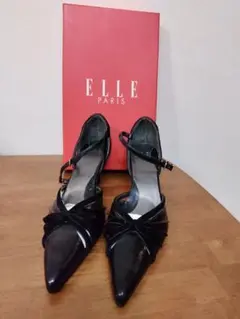 【未使用ですが】ELLE PARIS パンプス ブラック リボン ストラップのサムネイル