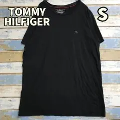 トミーヒルフィガー ブラック Ｓ 半袖 Ｔシャツ ワンポイント ロゴ【う194】