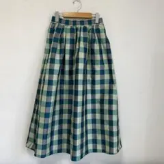 【GREEN LABEL RELAXING】ボックスチェック　緑　ロングスカート
