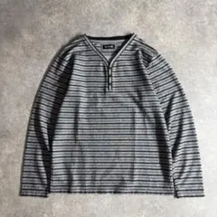00s henry neck L/S border tee cboy y2k