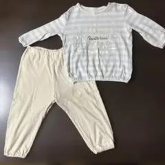 アイボリー ストライプ柄 ベビーパジャマ　95cm