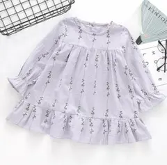 子供服　花柄ワンピース　パープル