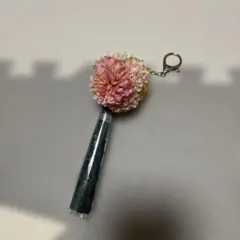 花飾りキーホルダー ピンクと黄色