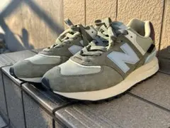 New Balance 574 スニーカー グレー/ブルー/ワイン/28㎝