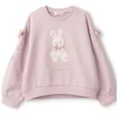 メゾピアノ120 ぬいぐるみレースアップ長袖トレーナー　うさぎ　ピンク　女の子のサムネイル