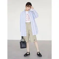 ショコラフィネローブ/カワイイストライプシャツ オーバーシャツ ブルー F