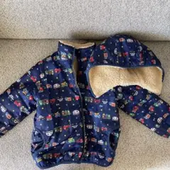 110㎝ミキハウスホットビスケッツ車柄、ボアリバーシブルアウター