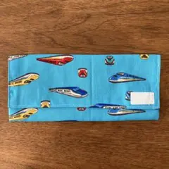 カトラリーケース(裏地薄め) 新幹線　水色　スプーンフォーク入れ