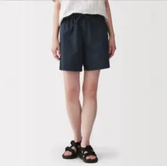 無印良品 婦人 洗いざらしブロードショートパンツ ダークネイビー S