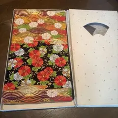 花柄 波模様 帯　着物