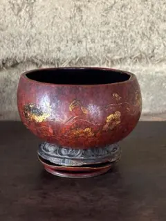 瓢箪胎漆器　装飾的な漆器ボウル 東南アジア
