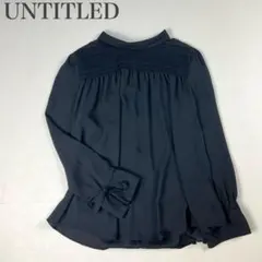 アンタイトル 美品 とろみ シャーリングデザイン 襟付き ギャザーブラウス 長袖