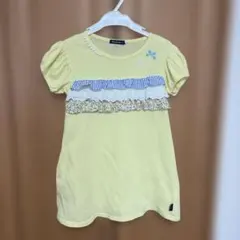 ムージョンジョン 半袖カットソー 120 イエロー 胸元レース 女の子 キッズ