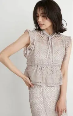 SNIDEL セットアップ レース ワンピース　ピンク