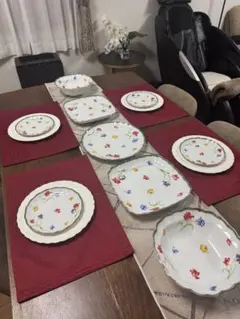 花柄 陶器 食器セット 8点