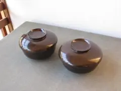 ☆　天然木　木製漆器　蓋付き煮物椀　昭和レトロ　☆