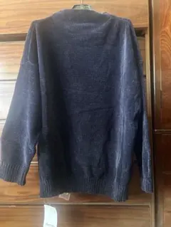 ネイビー 長袖ニットセーター 5L