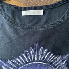 MaxMara 半袖 Tシャツ Mロゴ刺繍 ネイビー。SALE価格