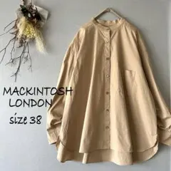 美品 マッキントッシュロンドン バンドカラースキッパーブラウス 38 ブルー 美品 マッキントッシュロンドン バンドカラースキッパーブラウス 38