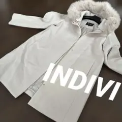 INDIVI ロングコート ファー付き ベージュ