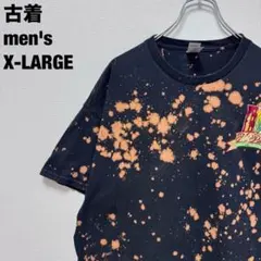 古着 リメイク Tシャツ ブリーチ加工 Y2K 斬新 ビッグサイズ ブラックXL