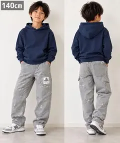 XLARGE LITTLE ONE ペイント加工パンツ グレー 1140cm