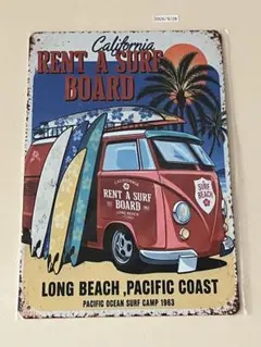 California RENT A SURF BOARD ブリキ看板