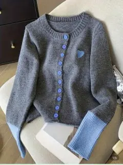 長袖カーディガン グレー ベージュ