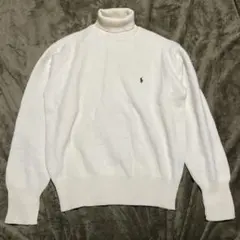 90s ラルフローレン　タートルネックニット　ハイネック　ラムウール　ホワイト