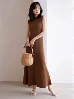 セミマーメイドニットワンピース キャメル anuans アニュアンス