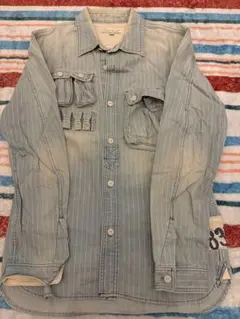 AVIREX ストライプデニムシャツ Ｌ　古着　アメカジ