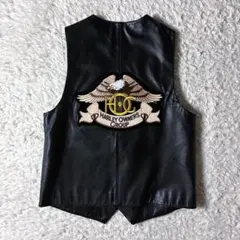 ハーレーダビットソン レザー ベスト H.O.G.イーグル 刺繍 バイク 黒 M