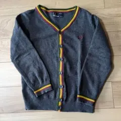 FRED PERRY グレー Vネックカーディガン 4-5歳