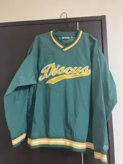 緑色 Vネック ナイロンジャケット