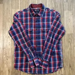 BEAMS HEART 赤×青チェック長袖シャツ