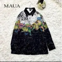 タグ付き⭐️MAUA マウア　星座　動物　総柄長袖シャツ　ブラック