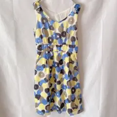 【美品】ef-de エフデ 水彩風ドット柄ワンピース リボン 9号 Mサイズ