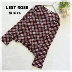 【レストローズ】チェック柄 メロウトップス M ボルドー 薄手 日本製 ウール混