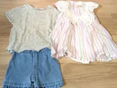 【3点セット】プティマイン 80 女の子 夏服 トップス パンツ