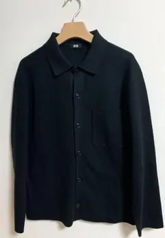 UNIQLO ユニクロ ミラノリブシャツカーディガン Lサイズ 黒