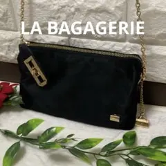 【美品】LA BAGAGERIE ブラックショルダーバッグのサムネイル