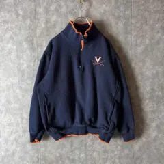 バージニア大学 ハーフジップ スウェット ネイビー オレンジゆるダボメンズ古着