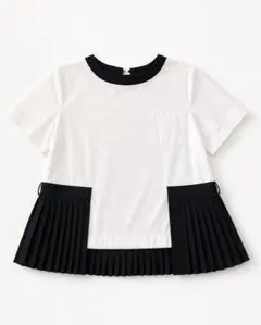【MICALLE MICALLE】白黒プリーツ付き半袖トップスのサムネイル