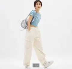 GU パラシュートカーゴパンツ　ナチュラル S 美品